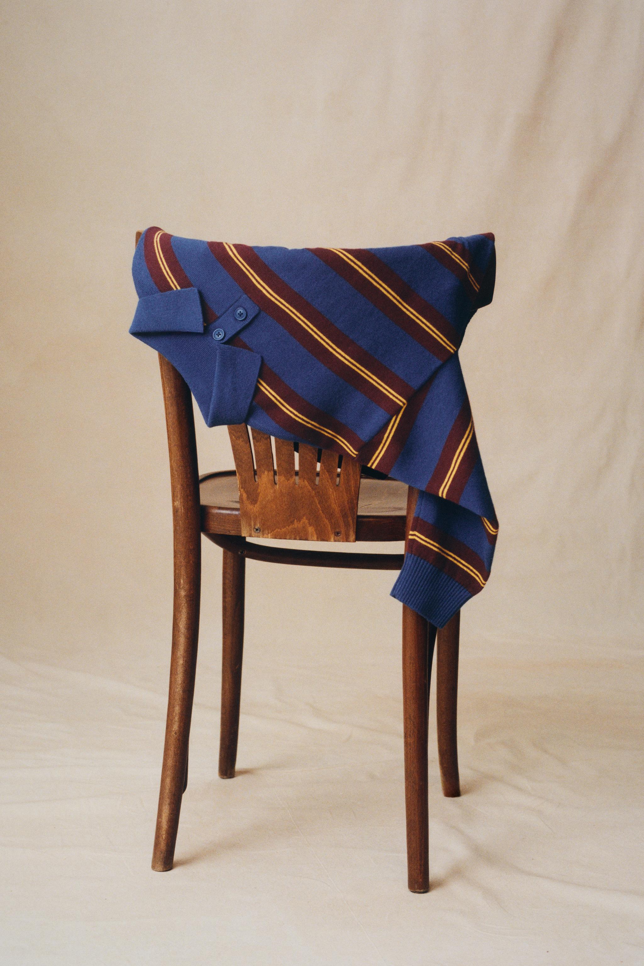 STRIPED KNIT POLO SHIRT